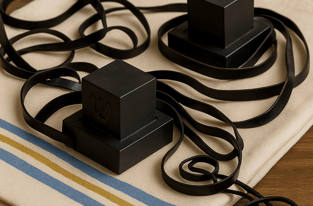 Téfilines posées avec respect sur un talit, symbole de sainteté et de kavod selon la Halakha