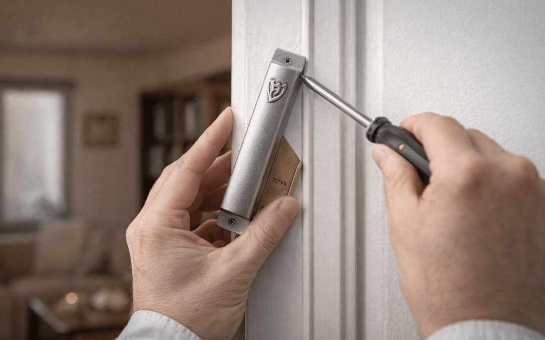Guide étape par étape pour poser une mézouza cashère sur le montant droit de la porte