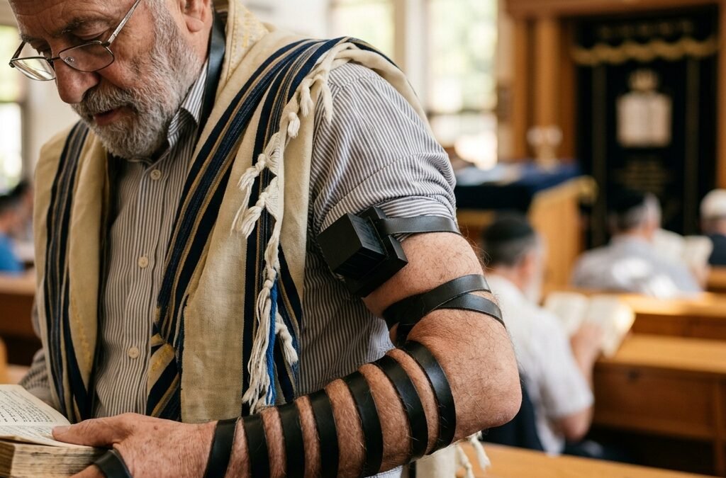 Tefilines attaches sur le bras gauche d un droitier selon la halakha
